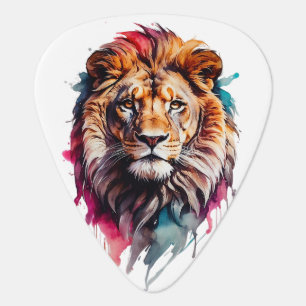 Majestic Watercolor Splash Art Lion Guitar Pick