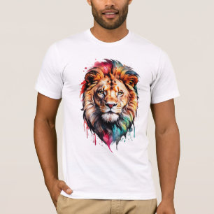 Majestic Watercolor Splash Artistic Lion Bold T-Shirt