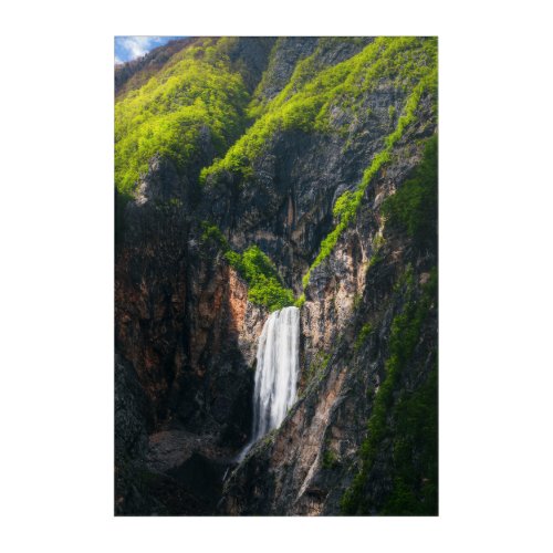 Majestic waterfall Boka in spring glory Acrylic Print