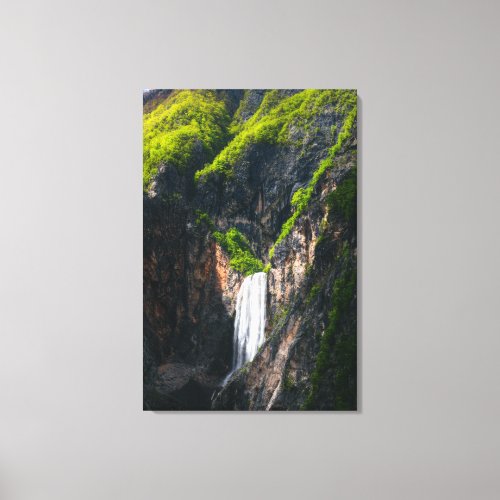 Majestic waterfall Boka in spring glory Canvas Print