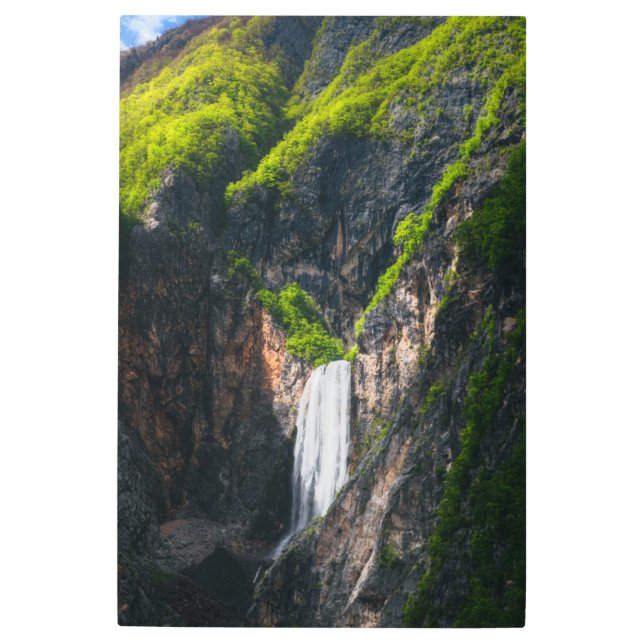 Majestic waterfall Boka in spring glory Metal Print (Front)