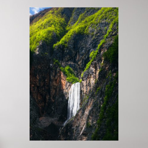 Majestic waterfall Boka in spring glory Poster