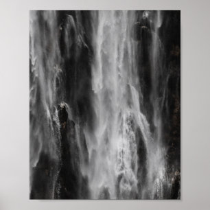 Majestic waterfall Boka, Slovenia in black and whi Poster