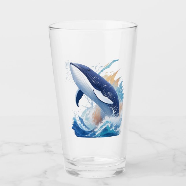 majestic whale in painting style. glass (Front)