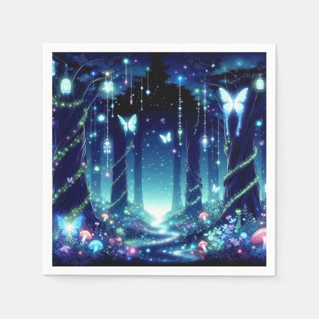 Majestic Whimsical Enchanted Forest Baby Shower Napkins (Front)