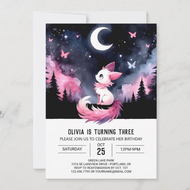 Majestic Whimsy Cat Birthday Invitation (Front)