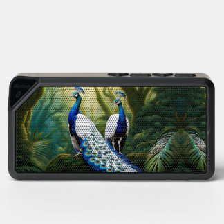 Majestic White and Blue Peacock in Forest Bluetooth Speaker