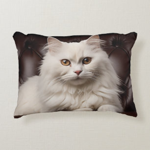 Majestic white cat accent pillow