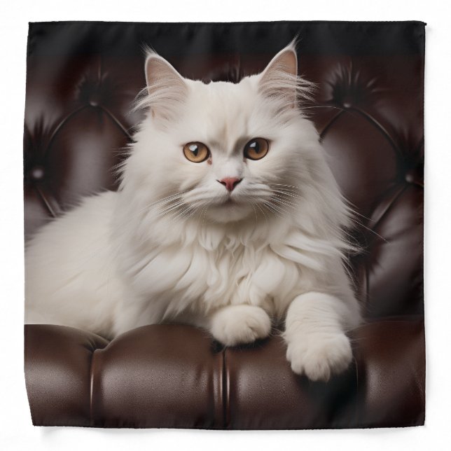 Majestic white cat bandana (Front)