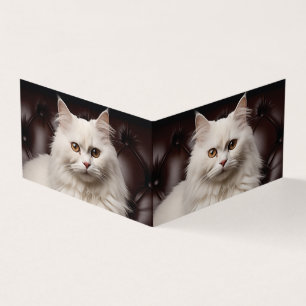 Majestic white cat business card