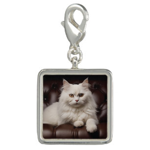 Majestic white cat charm
