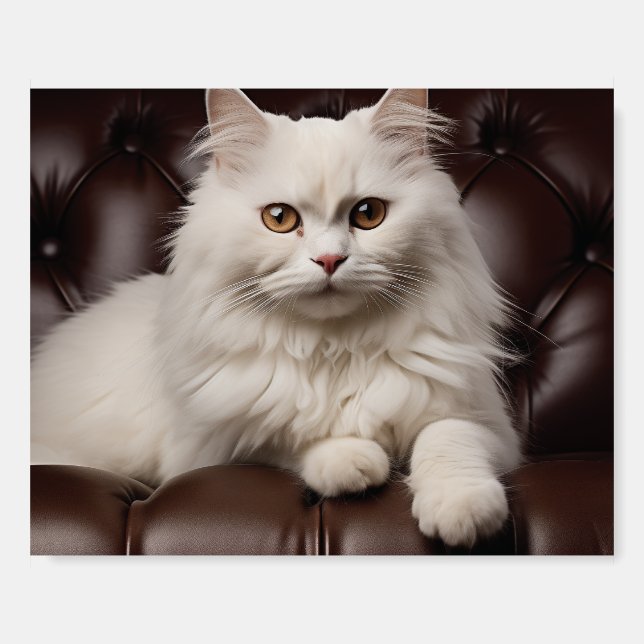Majestic white cat foam board (Front)