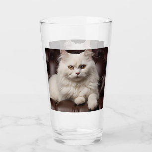 Majestic white cat glass