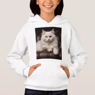 Majestic white cat hoodie
