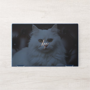 Majestic white cat HP laptop skin