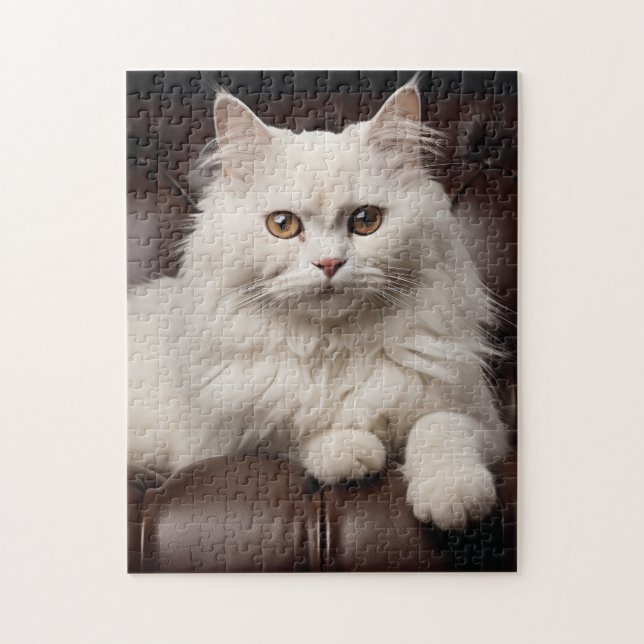 Majestic white cat jigsaw puzzle (Vertical)