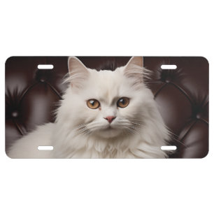 Majestic white cat license plate