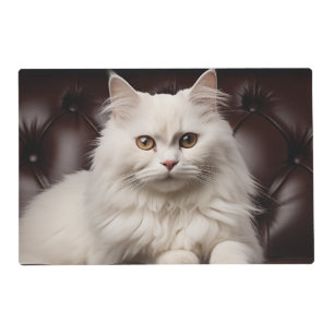 Majestic white cat placemat