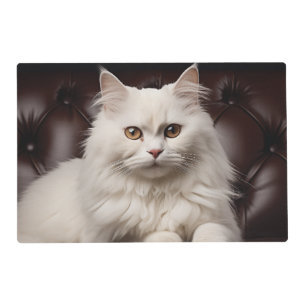 Majestic white cat placemat