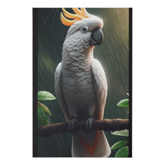 Majestic White Cockatoo in the Rain Faux Canvas Print