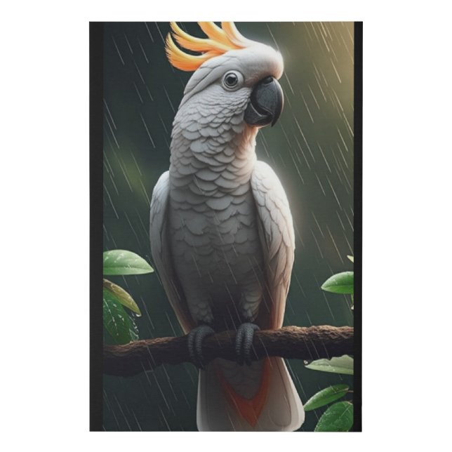 Majestic White Cockatoo in the Rain Faux Canvas Print (Front)