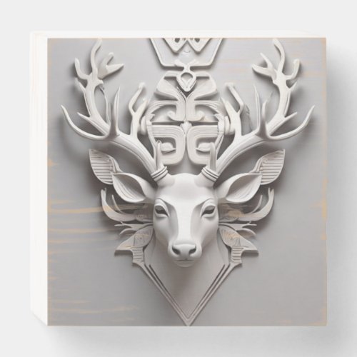 Majestic White Deer Art Wooden Box Sign