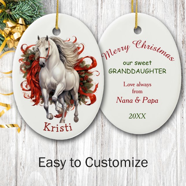 Majestic White Horse Kids Christmas Ceramic Ornament (Creator Uploaded)