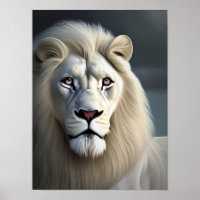 Majestic White Lion Art Poster