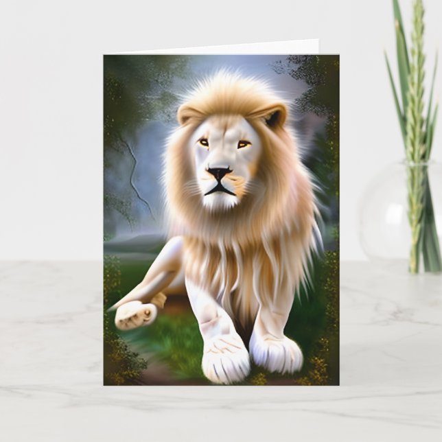 Majestic White Lion Ethereal Art Card (Front)