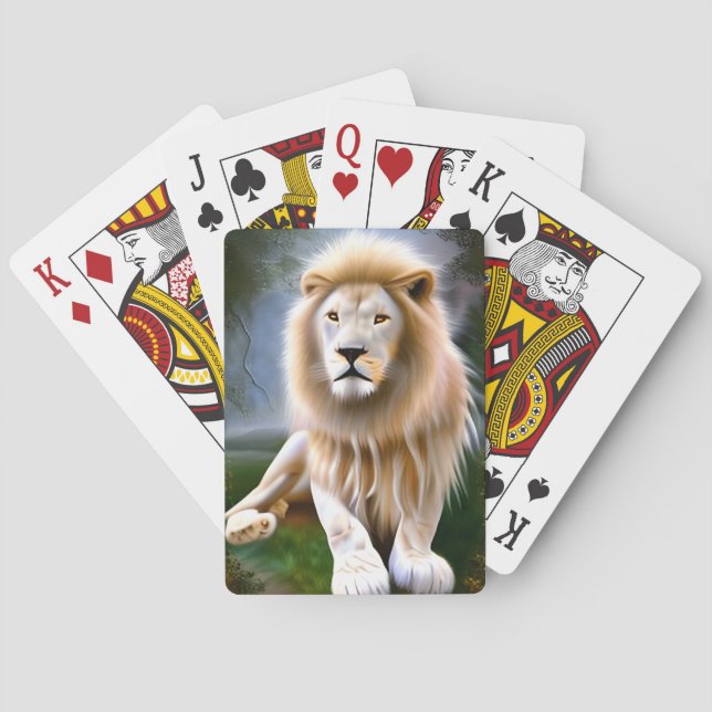 Majestic White Lion Ethereal Art Poker Cards (Back)