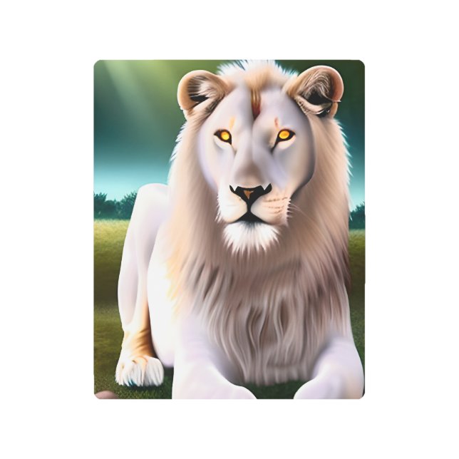 Majestic White Lion Golden Eyes Ethereal Art (Front)