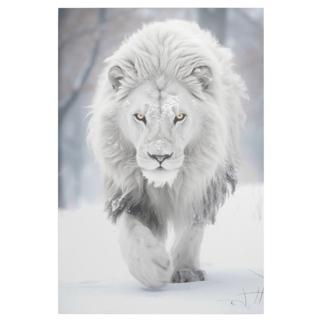 Majestic White Lion in Winter Wonderland Design Gallery Wrap (Front)