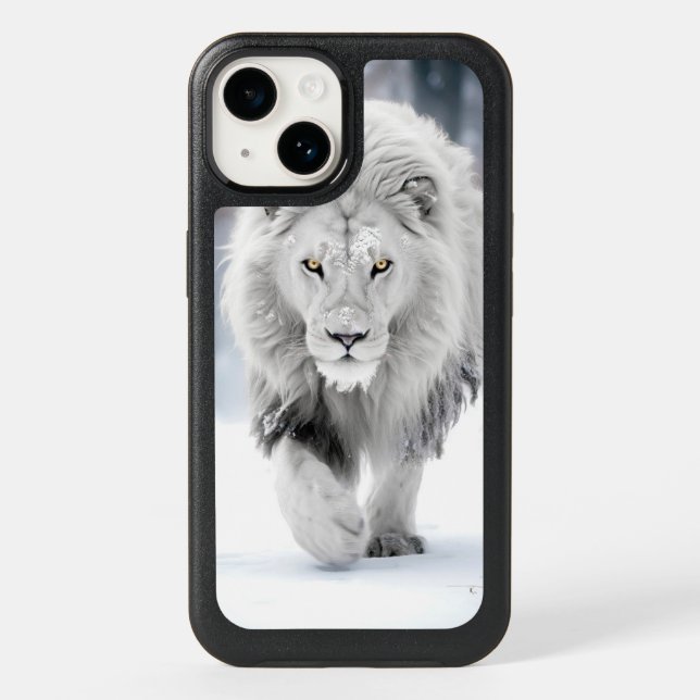 Majestic White Lion in Winter Wonderland Design Otterbox iPhone Case (Back)