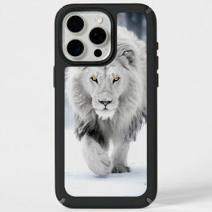 Majestic White Lion in Winter Wonderland Design iPhone 15 Pro Max Case