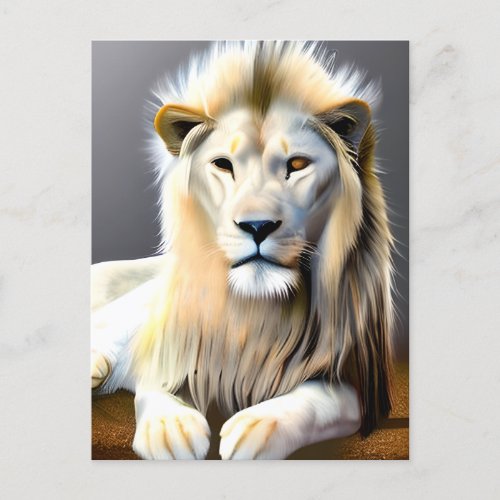 Majestic White Lion with Different Colored Ey Postcard