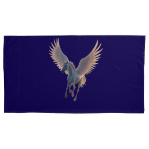 Majestic White Pegasus Flying in Night Sky Fantasy Pillow Case