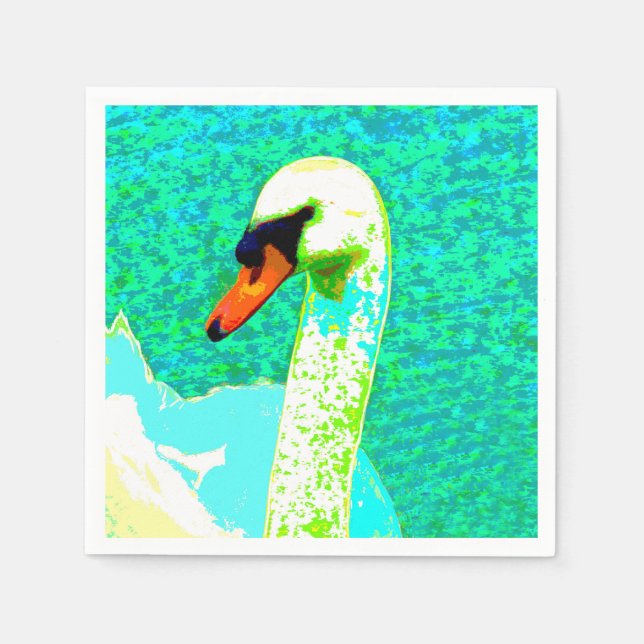 Majestic White Swan Head  Napkins (Front)