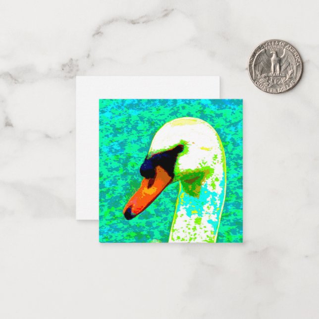 Majestic White Swan Head Note Card (Front/Back In Situ)
