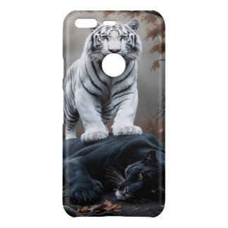 Majestic White Tiger and Black Panther iPhone Case