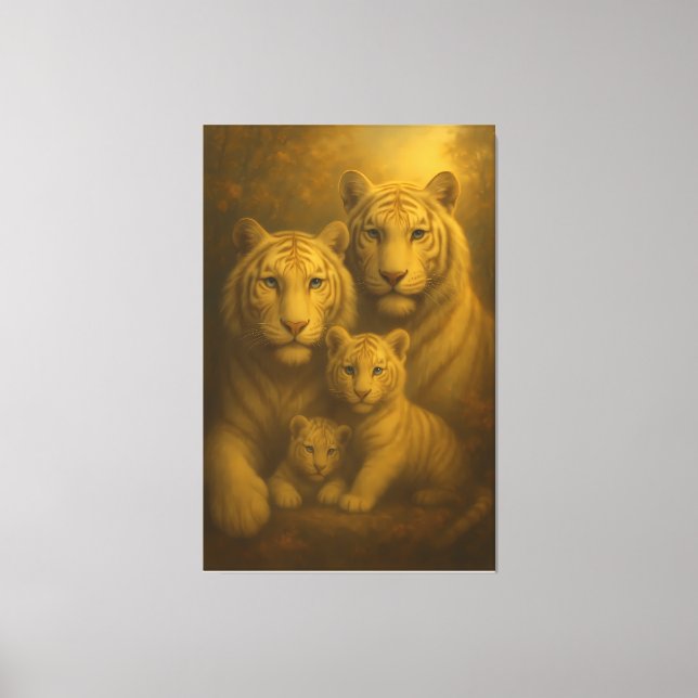 Majestic White Tiger Family – Fine Art Canvas Prin (Front)