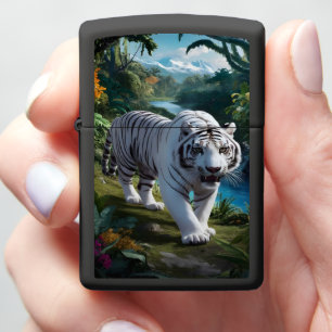 Majestic White Tiger in Lush Jungle Zippo Lighter