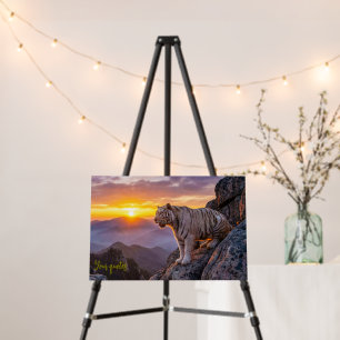 Majestic White Tiger Sunset Foam Board