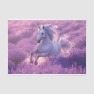 Majestic White Unicorn Galloping Through Lavender Tissue Paper