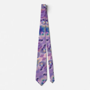 Majestic White Unicorn Rainbow Glitter Sparkles  Neck Tie
