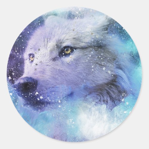 Majestic White Wolf Spirit Animal Classic Round Sticker