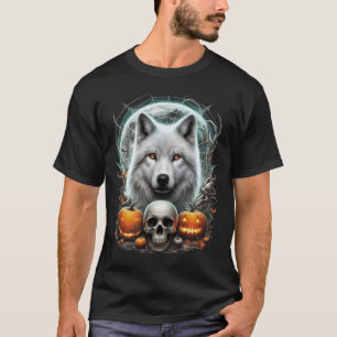 Majestic White Wolf T-Shirt - Moonlit Mystique Des