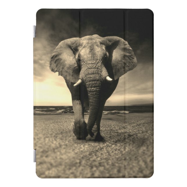 Majestic Wild Bull Elephant in Sepia iPad Pro Cover (Front)