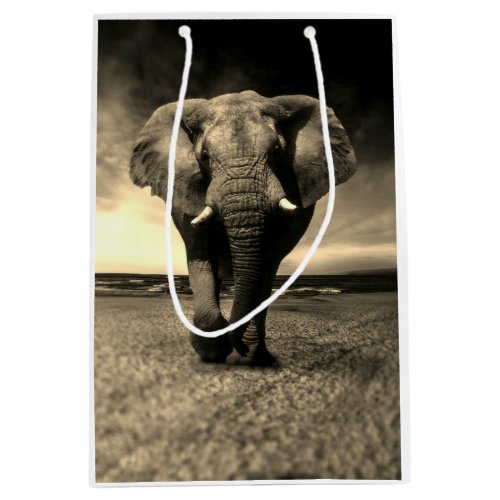 Majestic Wild Bull Elephant in Sepia Medium Gift Bag