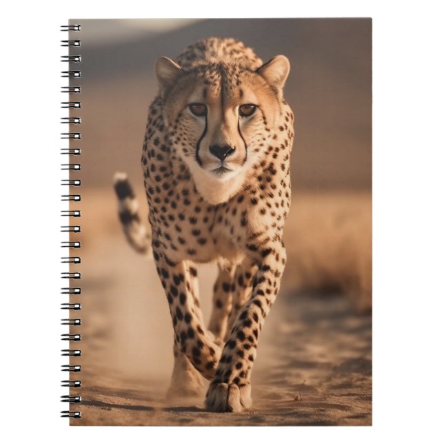 Majestic Wild Cheetah Running Photo Notebook (Front)