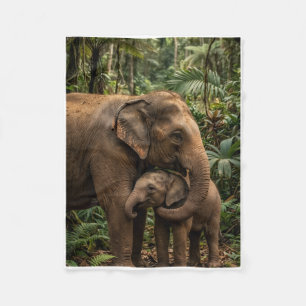 Majestic Wild Elephants In Dense Forest Fleece Bla Blanket